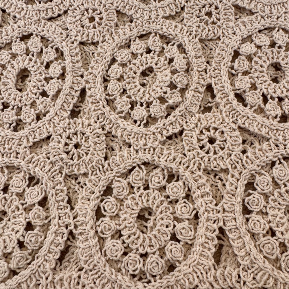 Crochet Lace Floral Rosette Boho Cottagecore Heirloom Tank Coastal Top Cream S - Picture 4 of 8